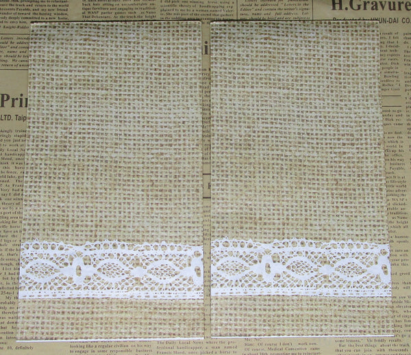 Paper Napkins (Pack of 2) Hessian Pattern with Printed Lace Trim