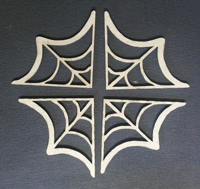 Chipboard Corner Spider Web 2 (4 Pieces)