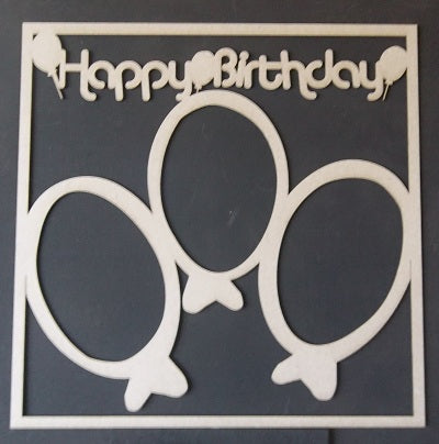 Chipboard Page Frame Happy Birthday (with Balloons)