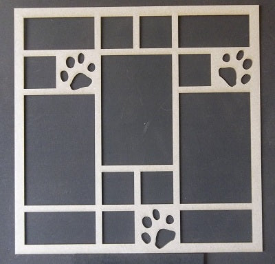 Chipboard Page Frame Paw Prints