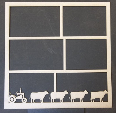 Chipboard Page Frame Tractor and Cows