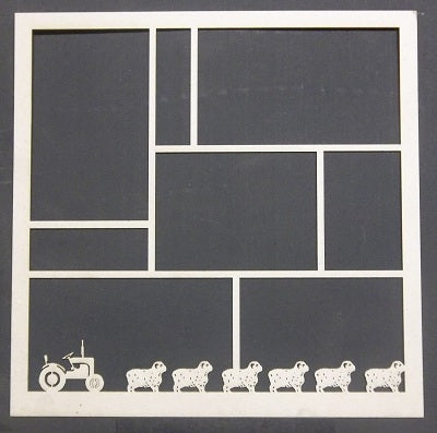 Chipboard Page Frame Sheep and Tractor