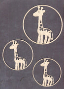 Chipboard Circle Frame Giraffes Set of 3