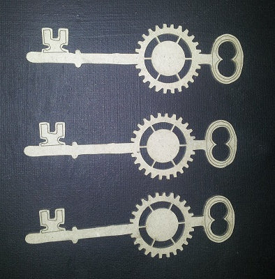 Chipboard Keys with Cogs Large (3 Pieces)