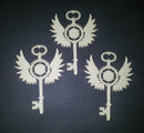 Chipboard Keys with cogs and wings large (3 Pieces)