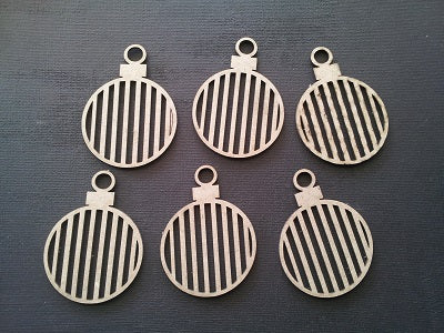 Chipboard Ornaments Round Striped (6 Pieces)