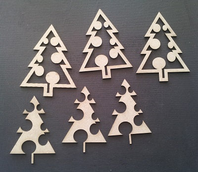 Chipboard Decorated Trees (6 Pieces)