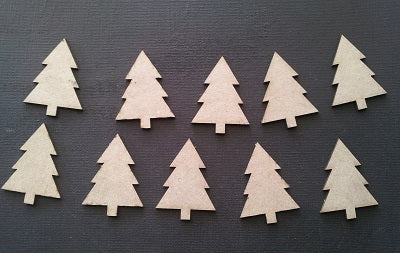 Chipboard Christmas Trees Singles Solid (10 Pieces)