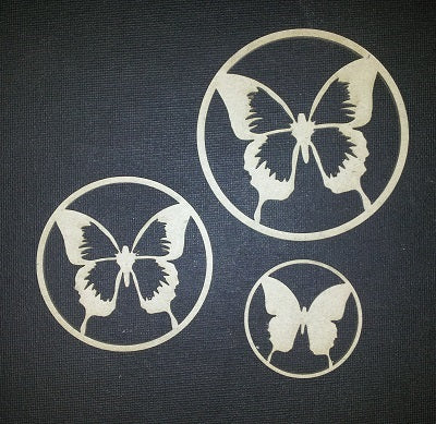 Chipboard Butterfly in Circles 3 Assorted Sizes