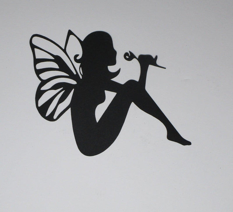 Black Cardstock Fairy with Wings Sitting