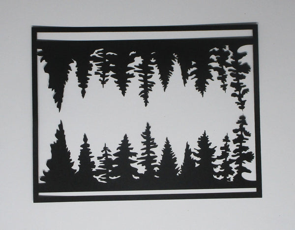 Black Cardstock Forest Tree Silhouette Small