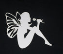 White Cardstock Fairy Sitting with Rose Large