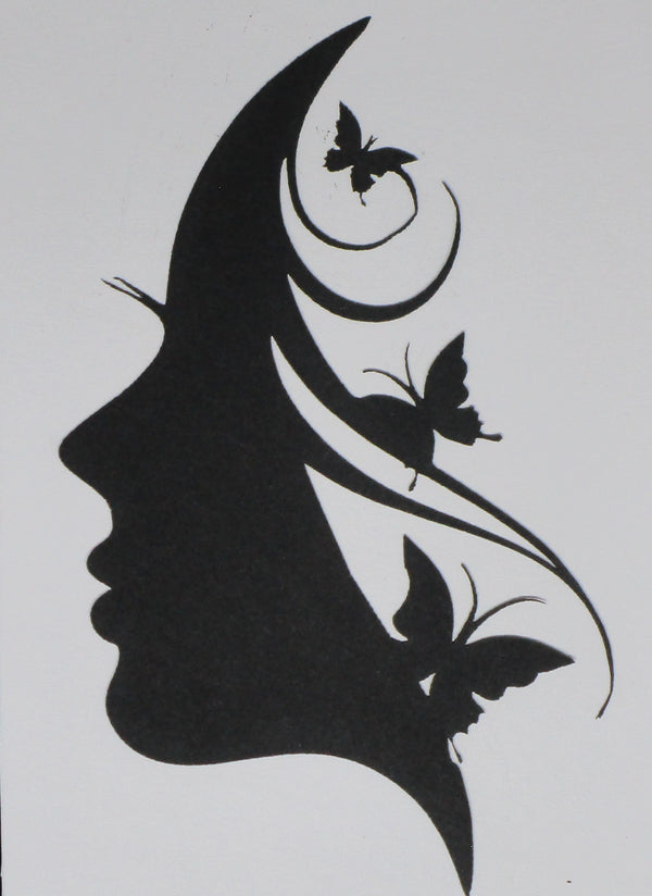 Black Cardstock Face with Butterflies Small