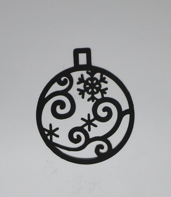 Black Cardstock Christmas Bauble Swirl and Snowflakes