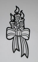 Black Cardstock Christmas Candles and Ribbon Bow