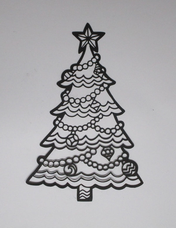 Black Cardstock Christmas Decorated Tree