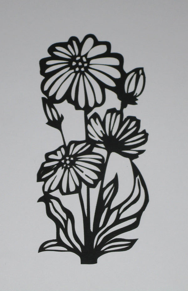 Black Cardstock Daisy Trio of Flowers Growing