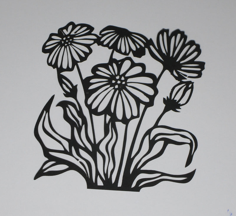 Black Cardstock Daisy Quad of Flowers Growing