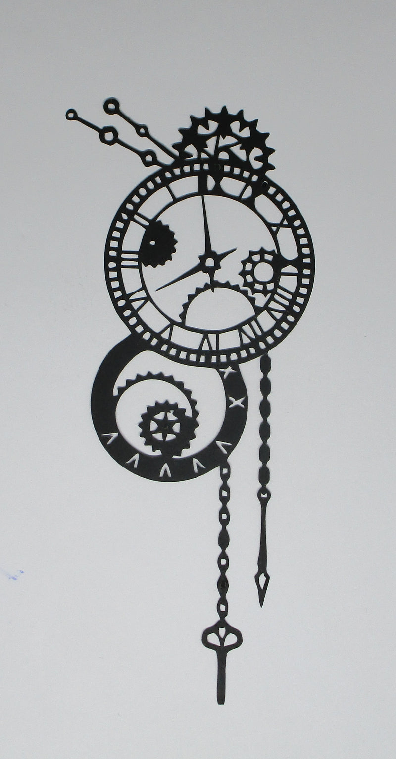 Black Cardstock Steampunk Roman Clock and Cogs Design 1