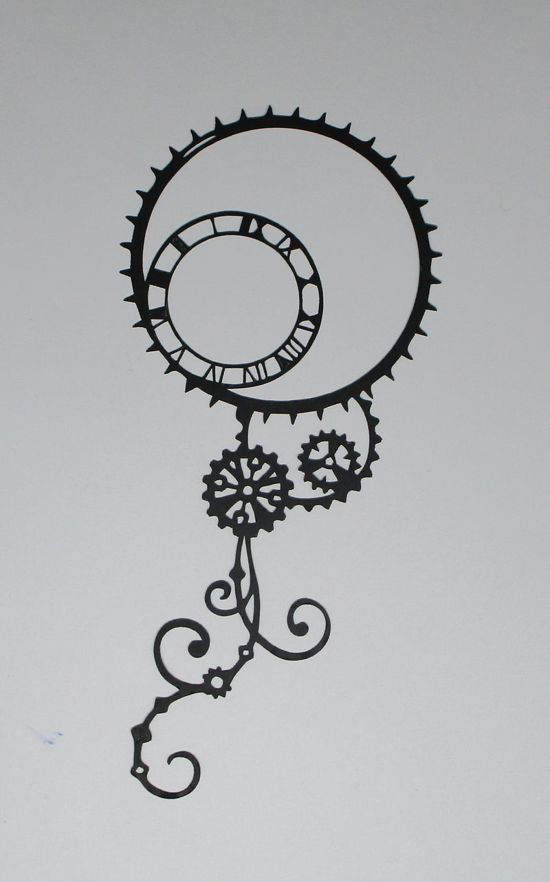 Black Cardstock Steampunk Cogs and Curly Swirls