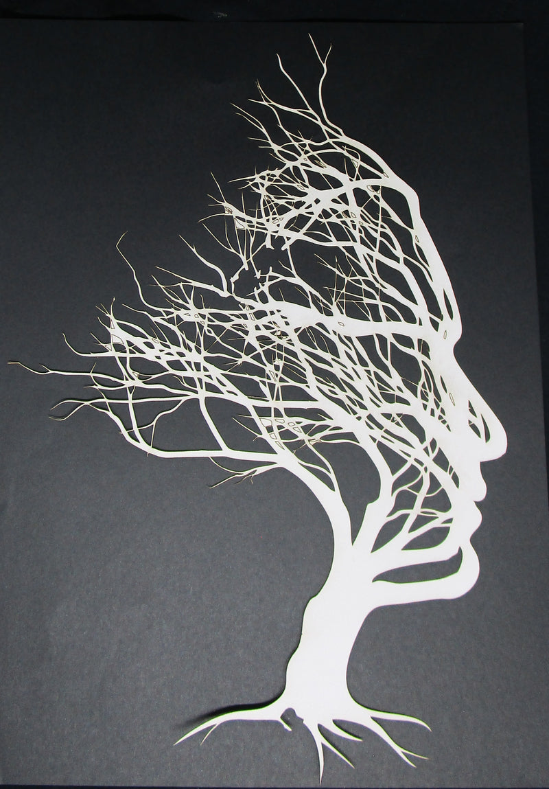 White Cardstock Tree with Face Large