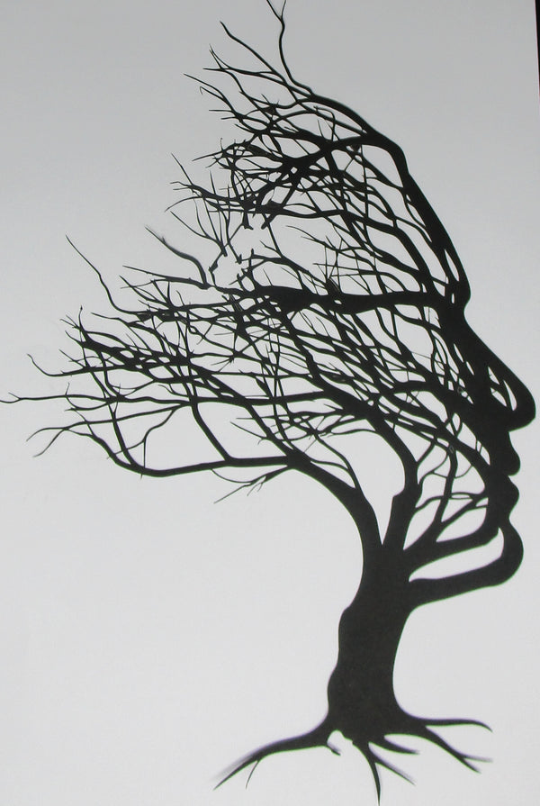 Black Cardstock Tree with Face Large