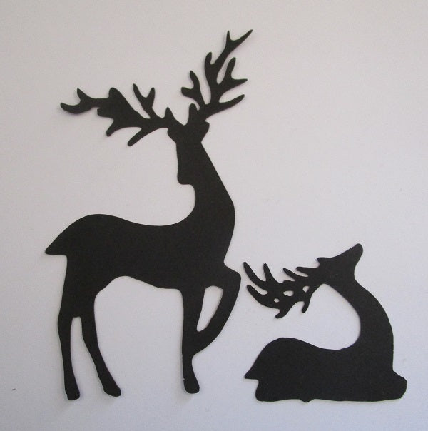 Black Cardstock Reindeer Mother and Baby (set of 2)