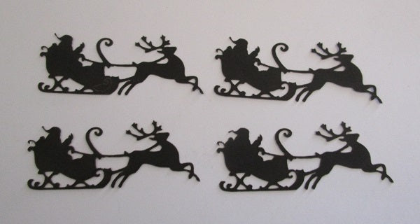 Black Cardstock Santa and Sleigh Small (set of 4)