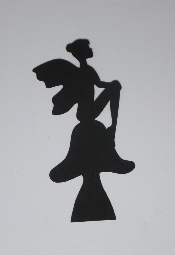 Black Cardstock Fairy Sitting on Toadstool Small