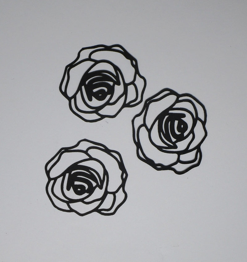 Black Cardstock Rose Set of 3 Medium