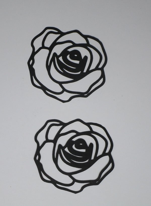 Black Cardstock Rose Set of 2 Large