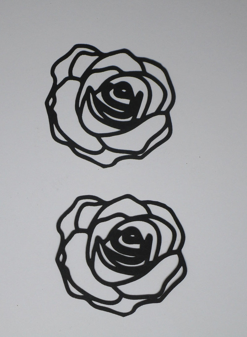 Black Cardstock Rose Set of 2 Large