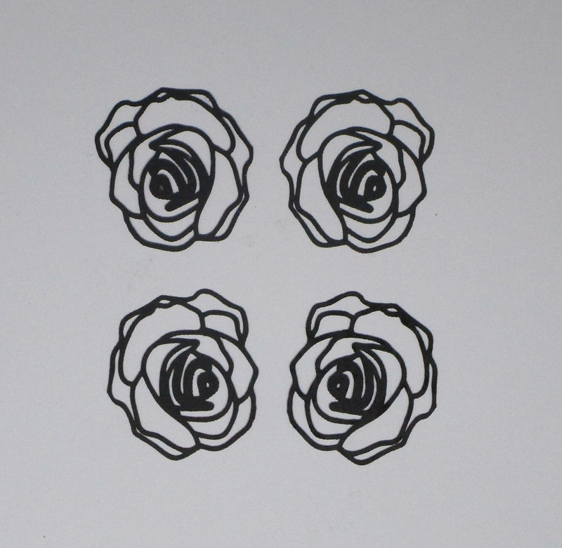 Black Cardstock Rose Set of 4 Small