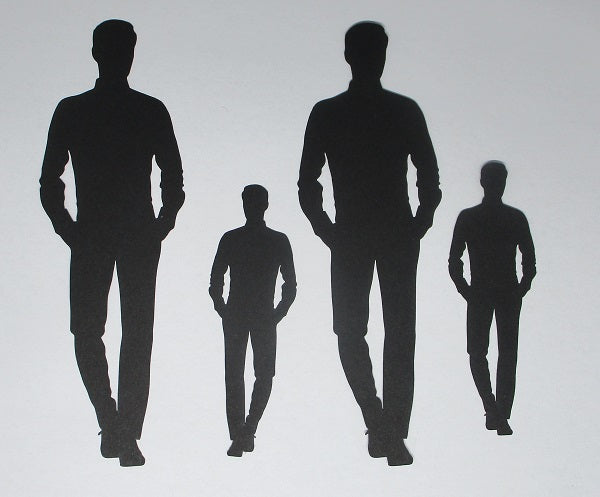 Black Cardstock Men Standing Large and Small (4 Pieces)