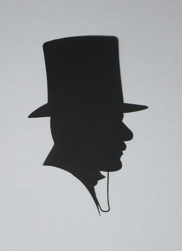 Black Cardstock Man with Top Hat Small