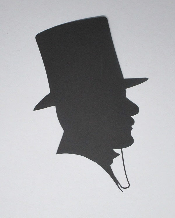 Black Cardstock Man with Top Hat Large