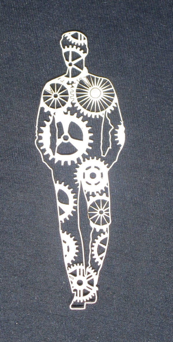 White Cardstock Man with Cogs Small Steam Punk