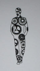 Black Cardstock Man with Cogs Steam Punk Small