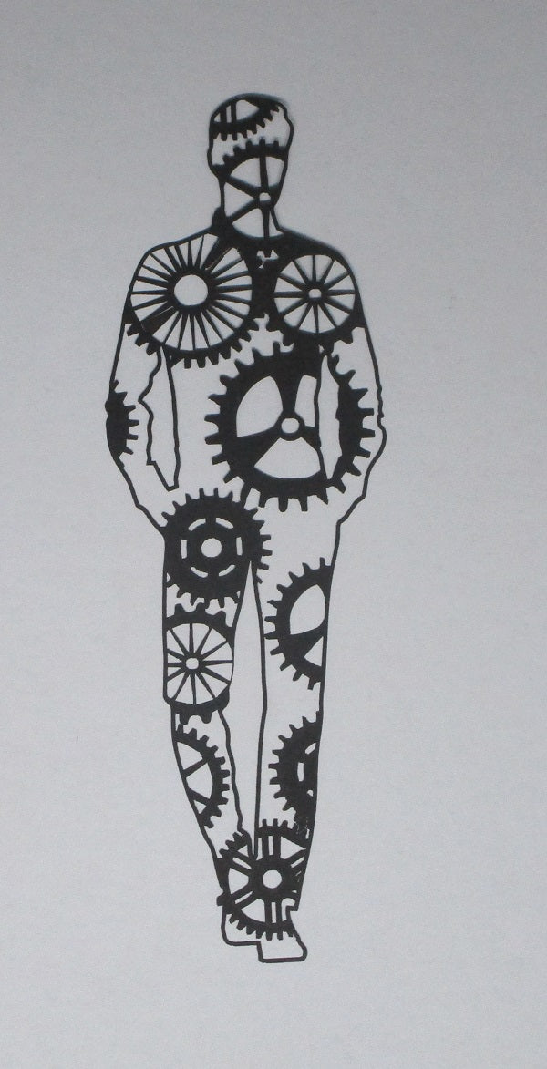 Black Cardstock Man with Cogs Medium