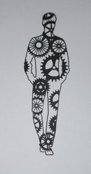 Black Cardstock Man with Cogs Large