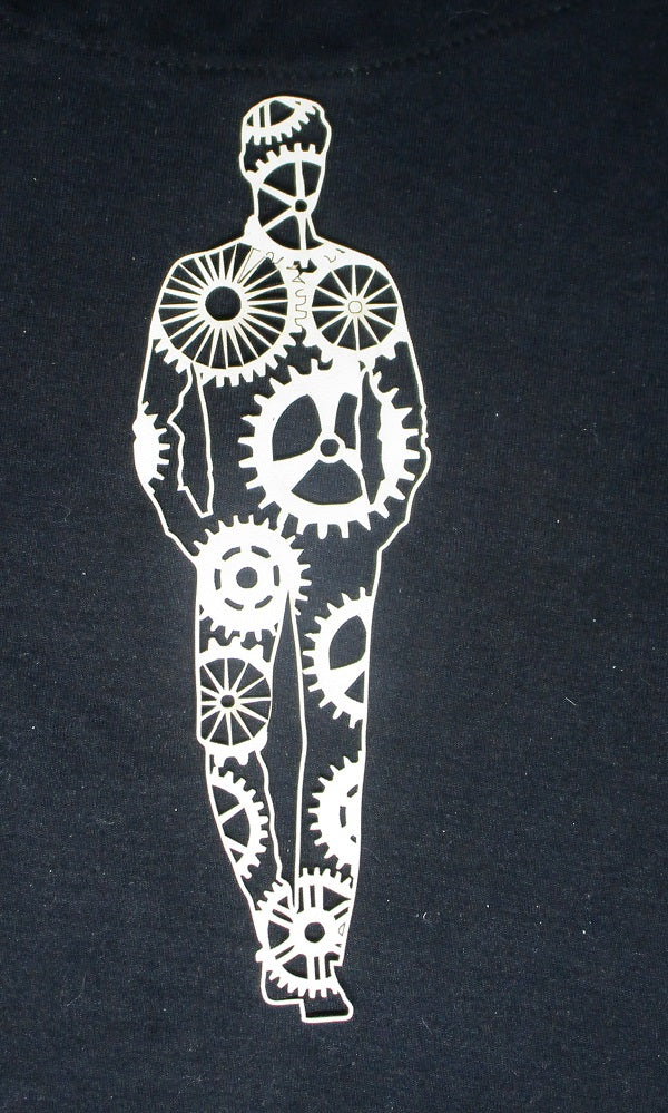 White Cardstock Man with Cogs Large