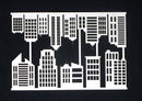 White Cardstock City Sky Scrapers Buildings Borders Small