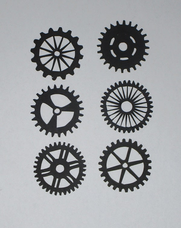 Black Cardstock Cogs Medium Assorted Set of 6