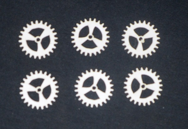 Card Cogs White Cardstock Cogs Small Trio Set of 6