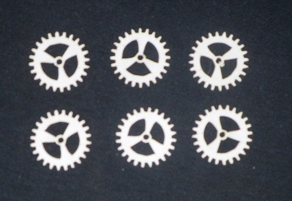 White Cardstock Cogs Small Trio Set of 6