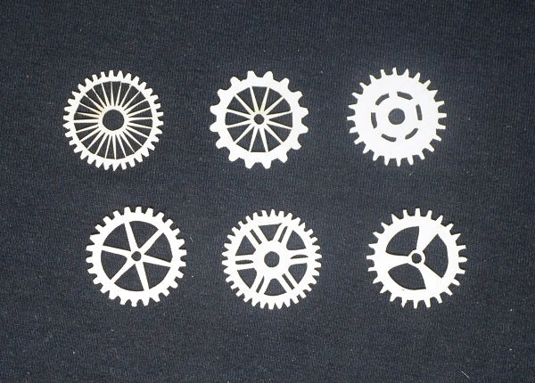 White Cardstock Cogs Assortment of 6 Small