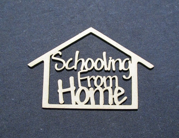 Chipboard Word Schooling from Home with House