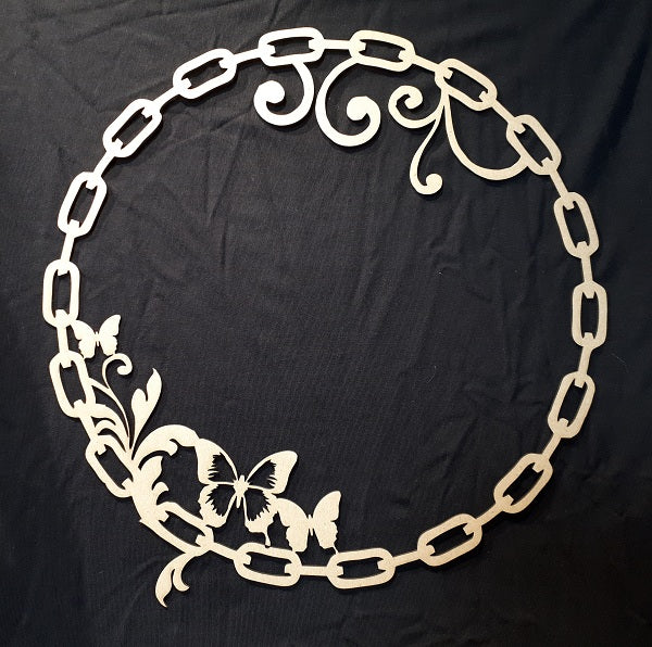 12 x 12 Chipboard Frame Circle Chain with Butterfly and Swirls