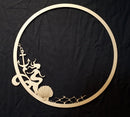 Chipboard Frame Circle with Mermaid Anchor and Shells Medium