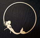 Chipboard Frame Circle with Mermaid Swimming Medium